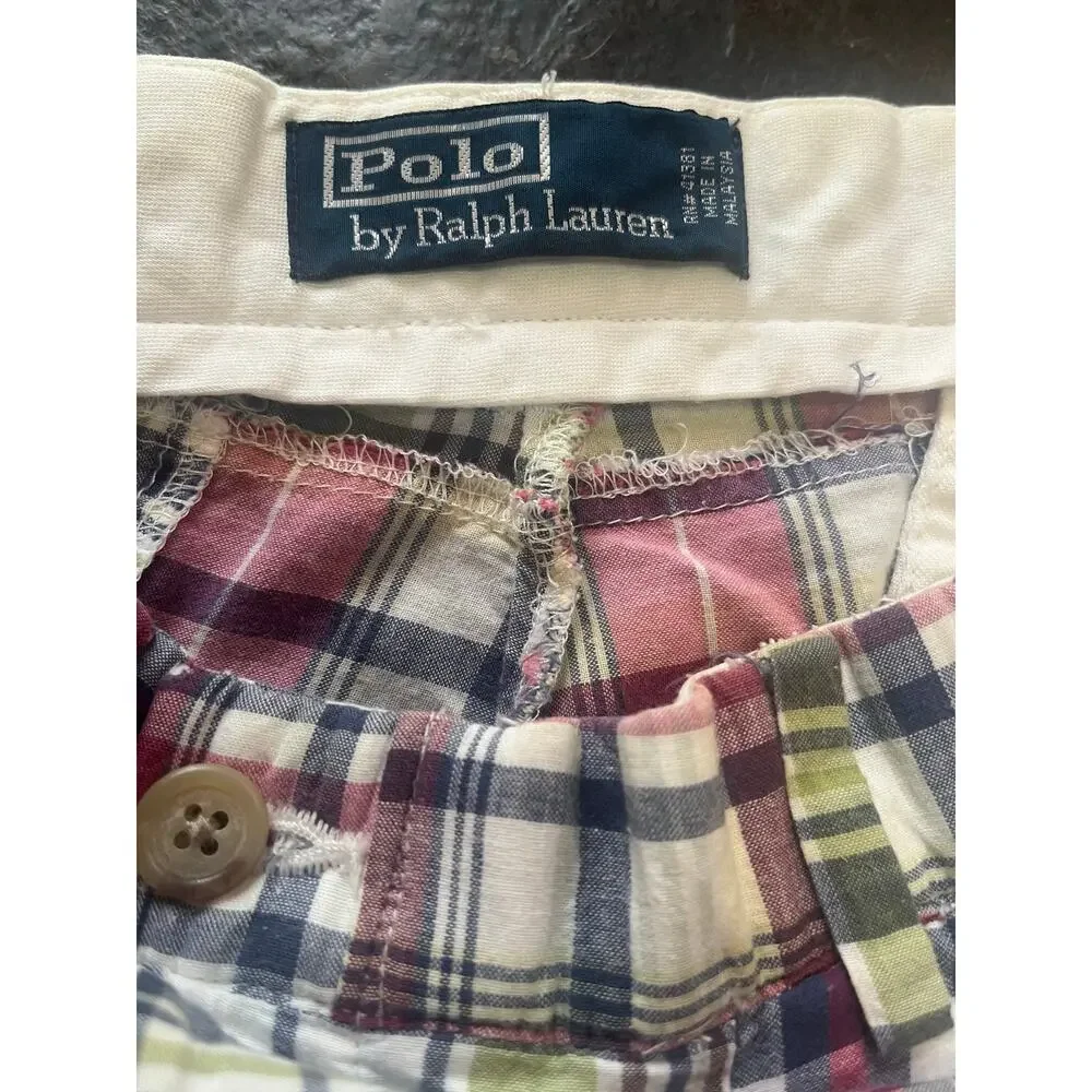 Polo by Ralph Lauren Shorts-Men Sz 35-Madras Plaid-1037